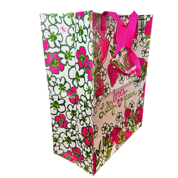 Lilly Pulitzer Pink and Green Strawberry Large Reusable Shopping Bag - Picture 6 of 11